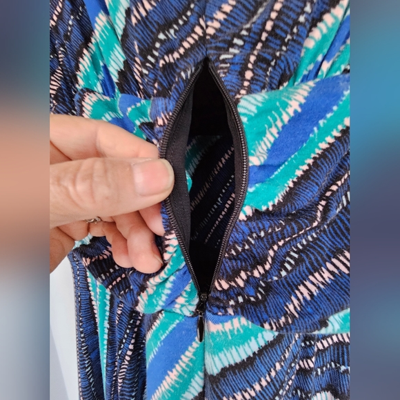 Plenty by Tracy Reese Blue Wave Pattern Cowl Frock Dress - Lined - Size L - Picture 7 of 9